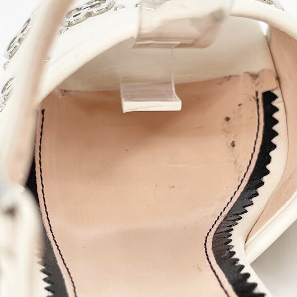 Gucci Mystic White Janaya Interlocking GG Studs Ankle Strap Sandals EU 38.5 - Picture 8 of 16